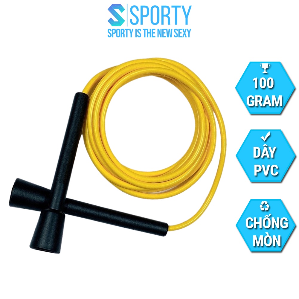 Dây nhảy tốc độ SPORTY TS91, chất liệu PVC chống mòn hỗ trợ giảm mỡ, giảm cân tập thể lực, boxing
