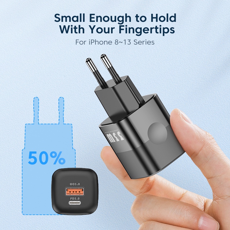 Mô tả Củ sạc KUULAA 4.0 3.0 33W PD 3.0 sạc nhanh phích cắm US EU thích hợp cho iPhone Xiaomi - 1