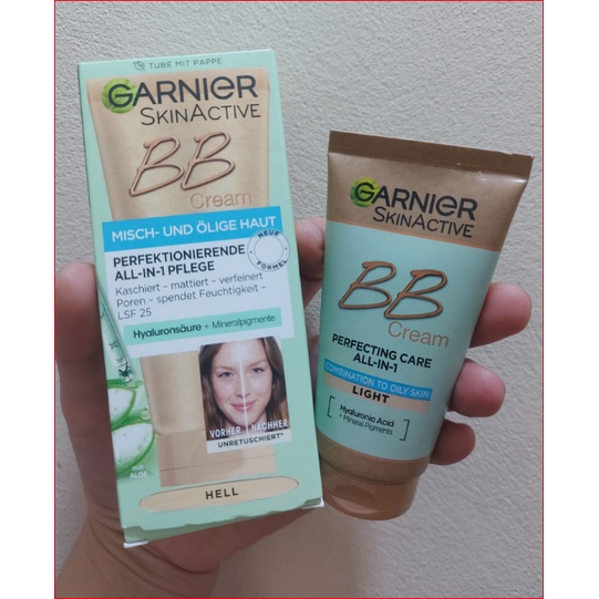 Garnier SkinActive BB Cream – Tagespflege Mit LSF 15, Hyaluron & Aloe Vera, Kaschiert Hautunebenheiten, Farbe Hell, 50 Ml (3er Pack)