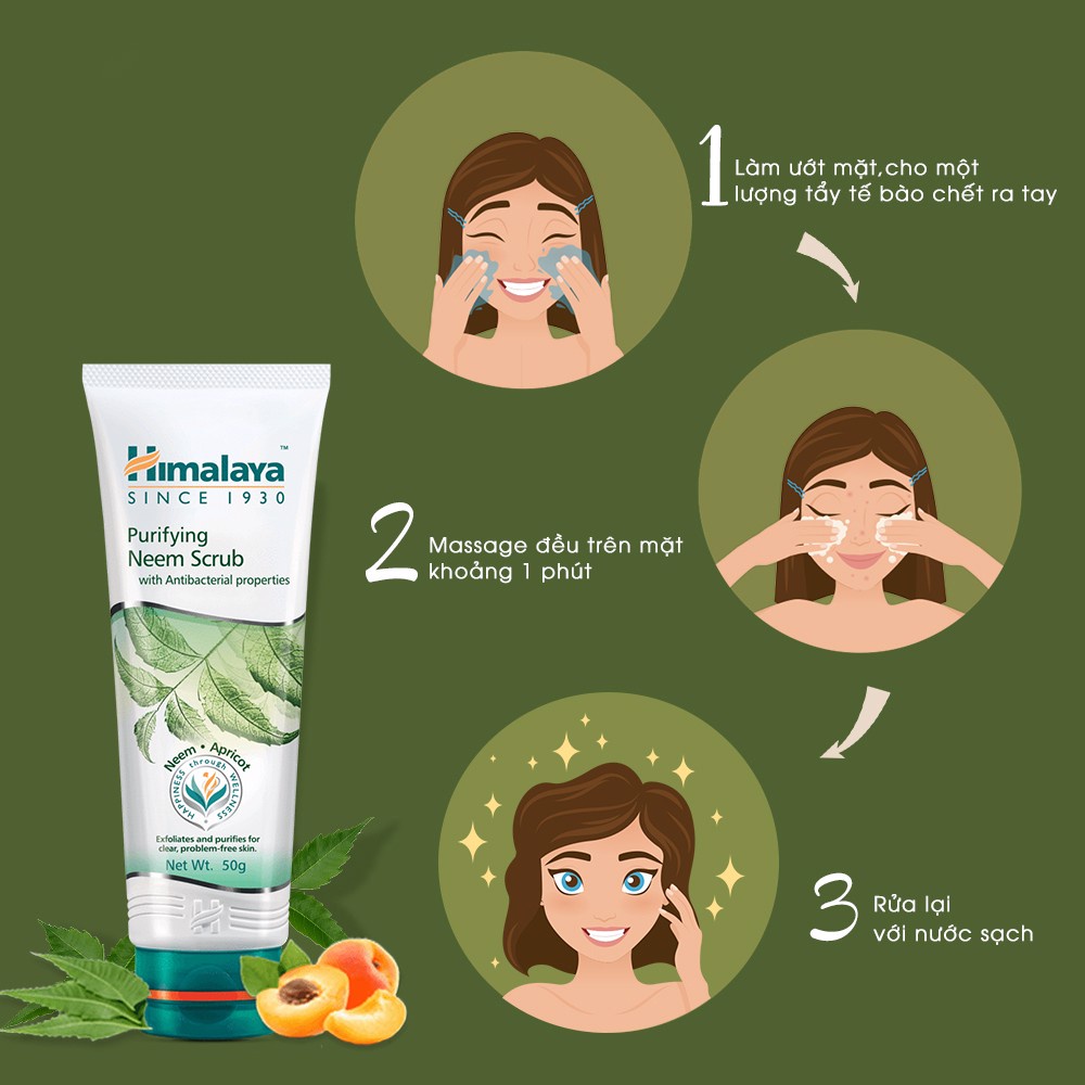 Mô tả Tẩy tế bào chết chiết xuất lá neem và nghệ ngừa mụm, sáng mịn da Himalaya Purifying Neem Scrub 100ml - 2