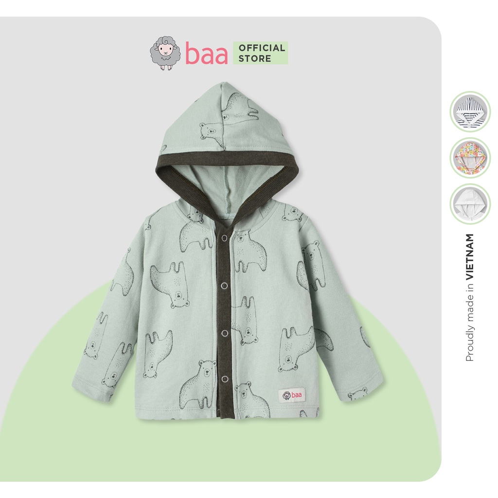 Quần áo sơ sinh, áo khoác có nón cho em bé, áo khoác sơ sinh cho bé từ 0 - 18 tháng Baa Baby - BN-AK01D-02