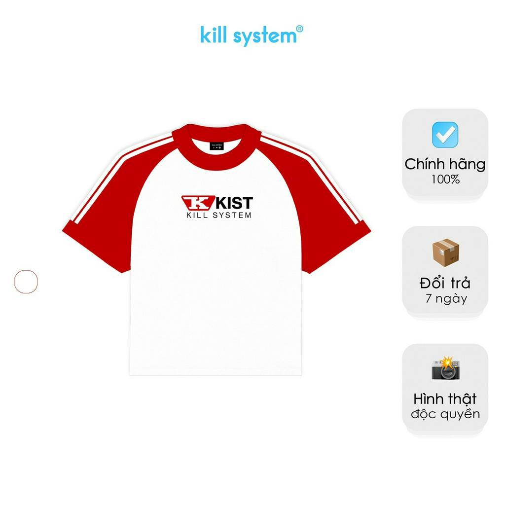 Áo thun Killsystem form fit Classical màu trắng đỏ tay ráp lăng chất vải cotton