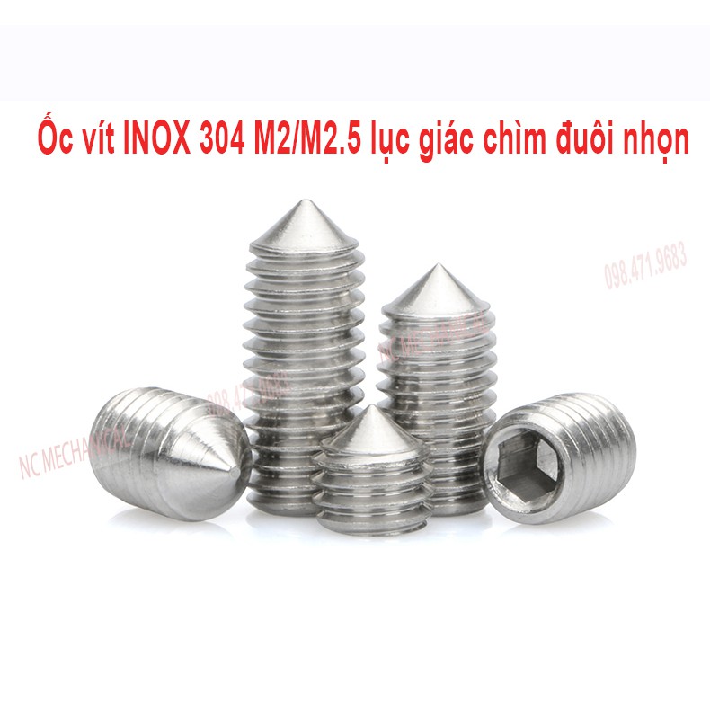 Ốc vít trí Inox 304 M2/M2.5 lục giác chìm đuôi nhọn | Shopee Việt Nam