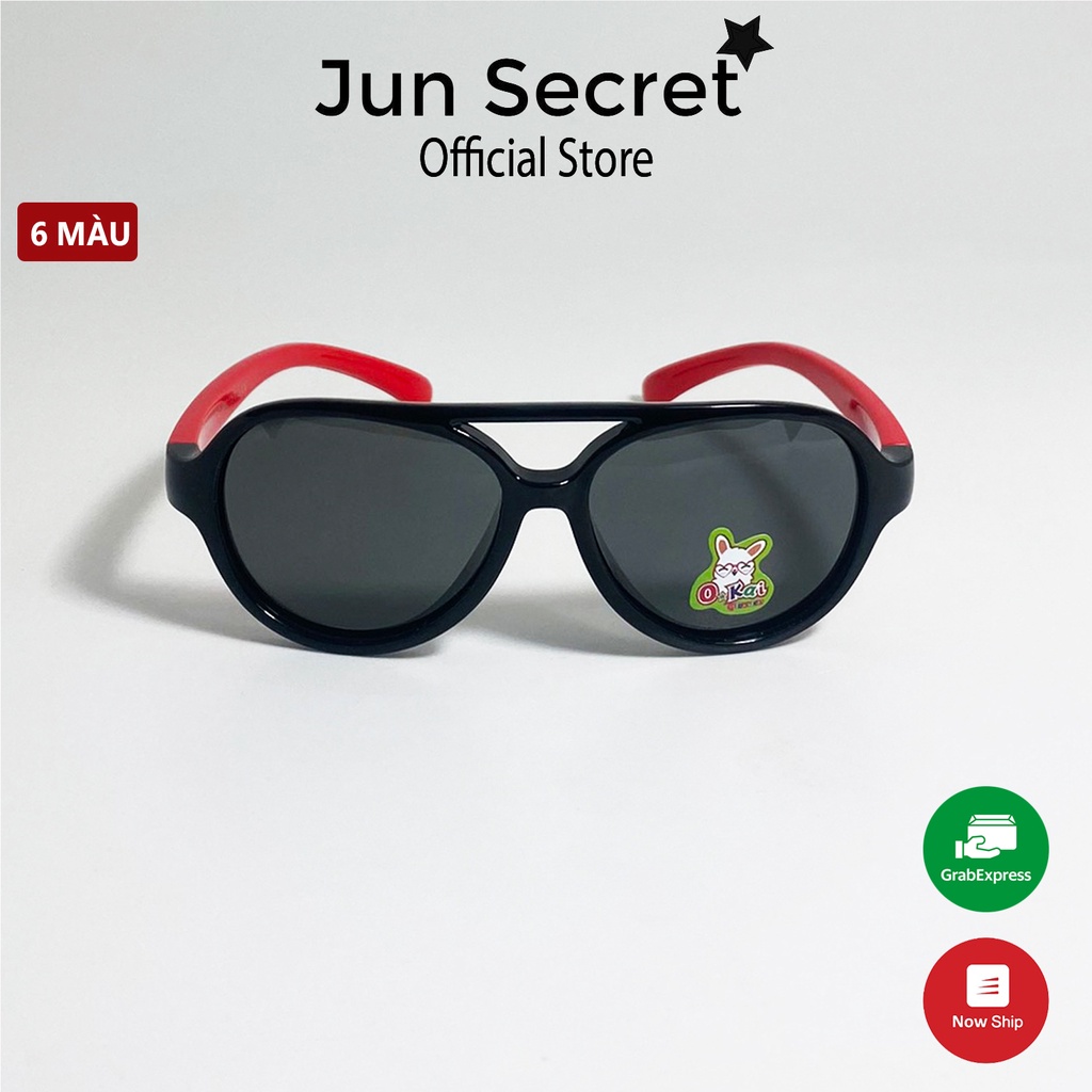 Kính mát trẻ em thời trang Jun Secret gọng nhựa dẻo form ôm mặt, tròng chống tia UV dành cho bé từ 1 đến 4 tuổi  JS19A09
