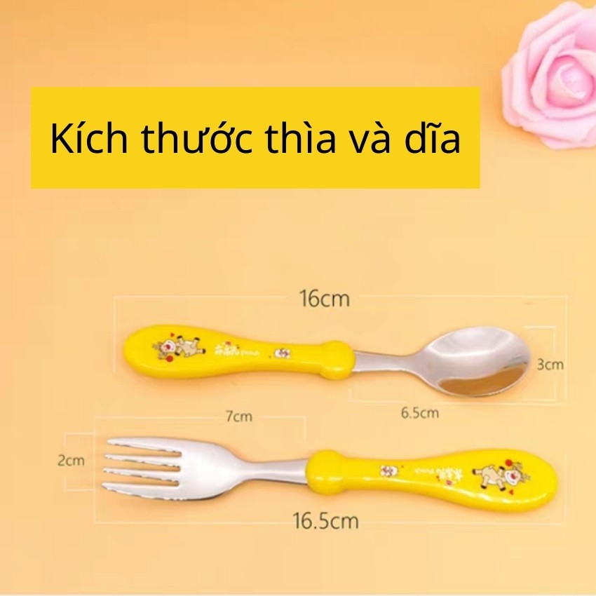 Bộ đũa thìa dĩa tập ăn cao cấp có hộp cho bé