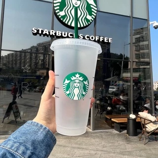[Mã CLS2404A giảm 30k đơn 150k] Cốc Starbucks bằng nhựa trong suốt kèm nắp đậy có thể tái sử dụng 473/740ml 24oz