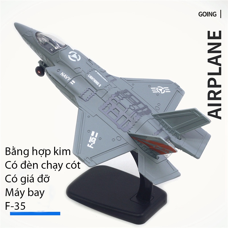 Ảnh Đồ chơi mô hình máy bay chiến đấu F-16, F-18, F-35, SR-71,Su-35  KAVY có nhạc và đèn, vỏ hợp kim kèm chân đế 3