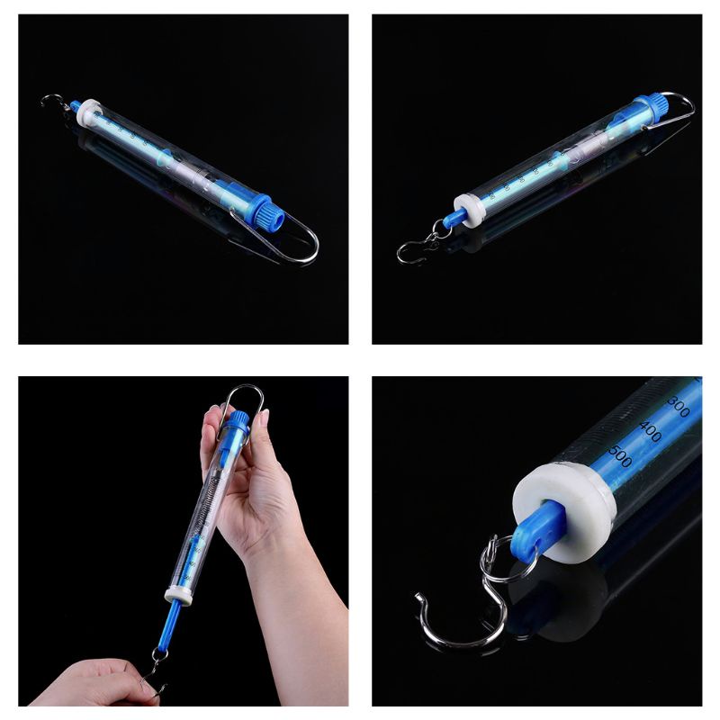 Kellnny Blue 500g 5N Cân lò xo treo Đồng hồ đo hình ống bằng nhựa trong suốt cho khoa học