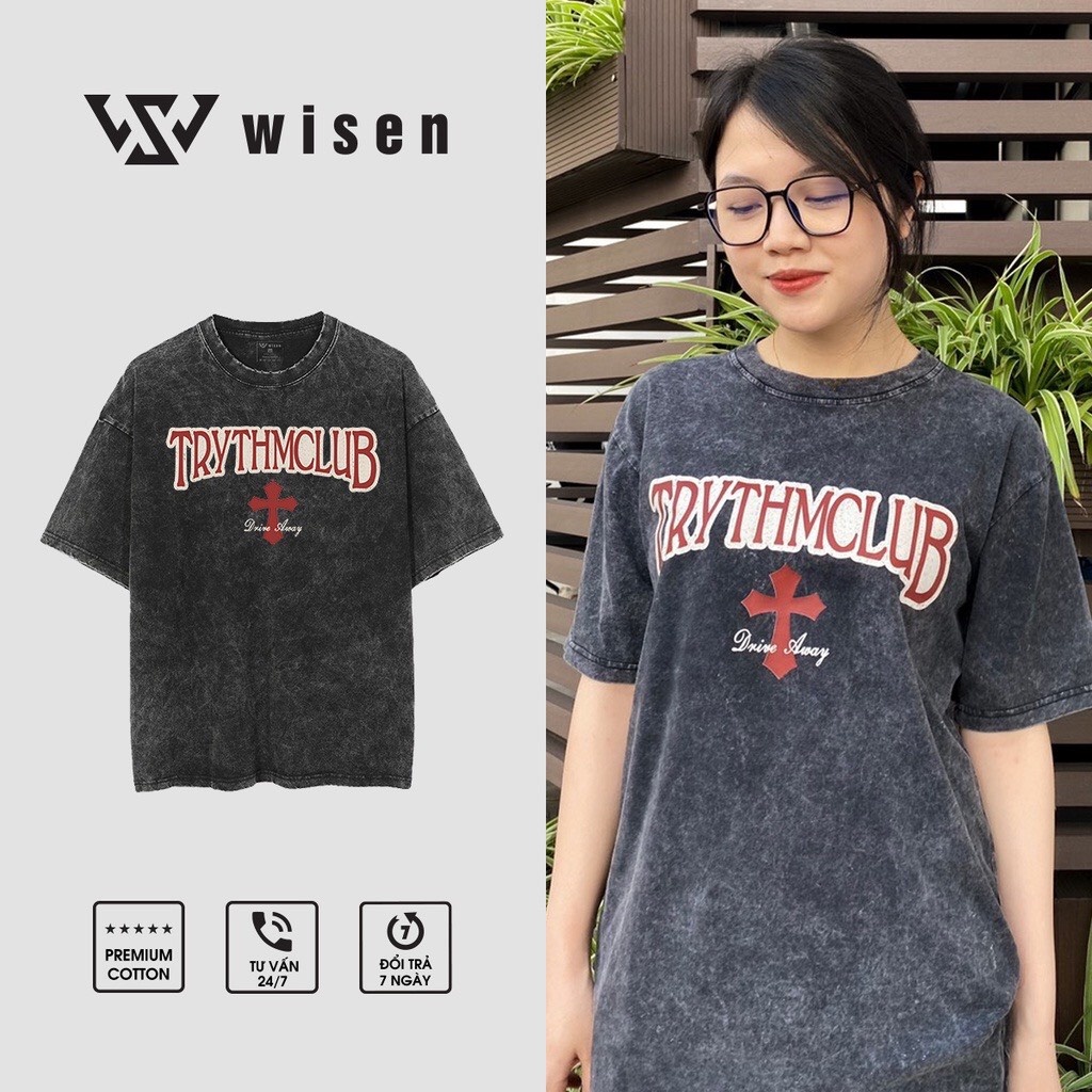 Áo thun wash TRYTHM CLUB áo phông wash loang form rộng nam nữ unisex ...