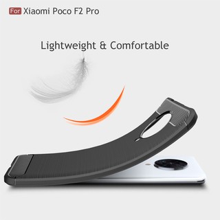 Ốp điện thoại bảo vệ lưng mỏng chống sốc bằng sợi Carbon mềm Xiaomi Poco F2 Pro