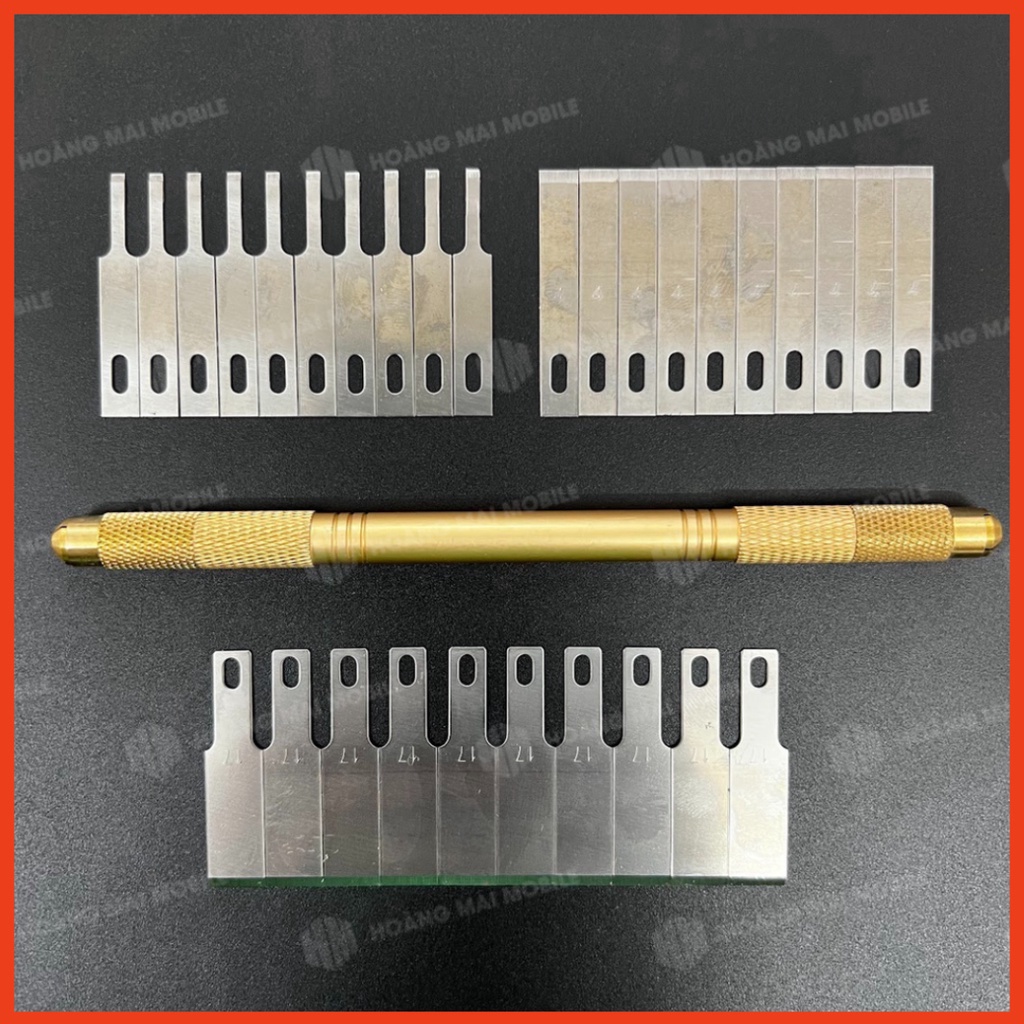 Bộ dao cạy nắp lưng điện thoại đa năng 40 lưỡi, combo cán dao luồn khe, tách keo