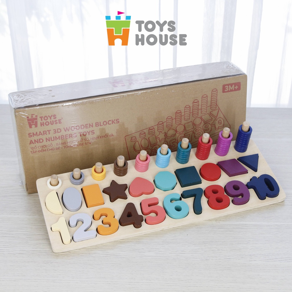 Ảnh Bảng gỗ học chữ số, hình khối và tập đếm giáo dục sớm cho trẻ Toyshouse 574 Đồ chơi lắp ghép cho bé, 2