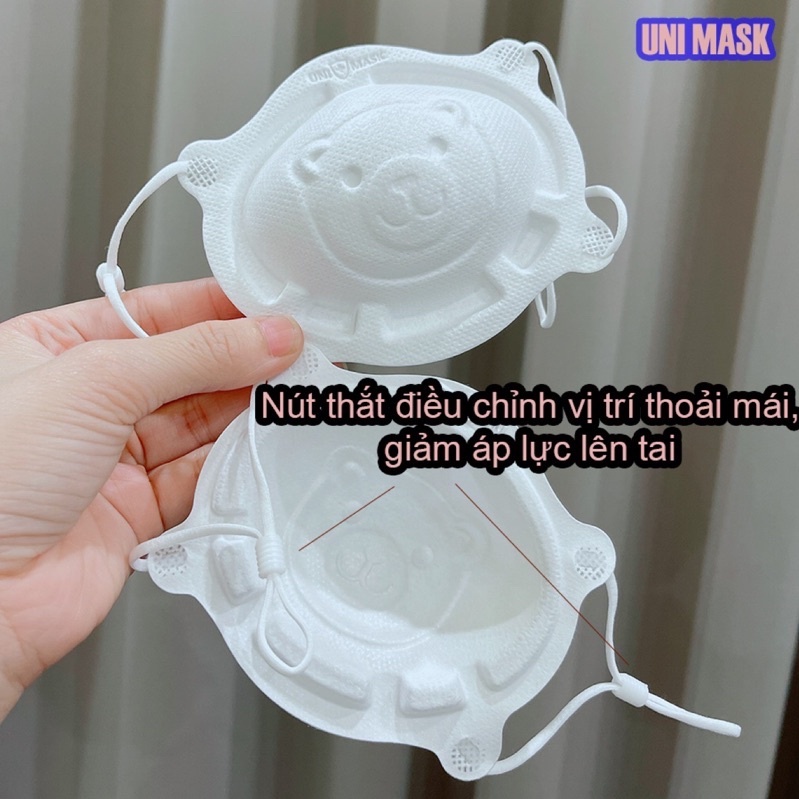 Set 3 khẩu trang gấu cho bé Uni Mask có điều chỉnh dây, khẩu trang trẻ em sơ sinh đến 3 tuổi mesocshop