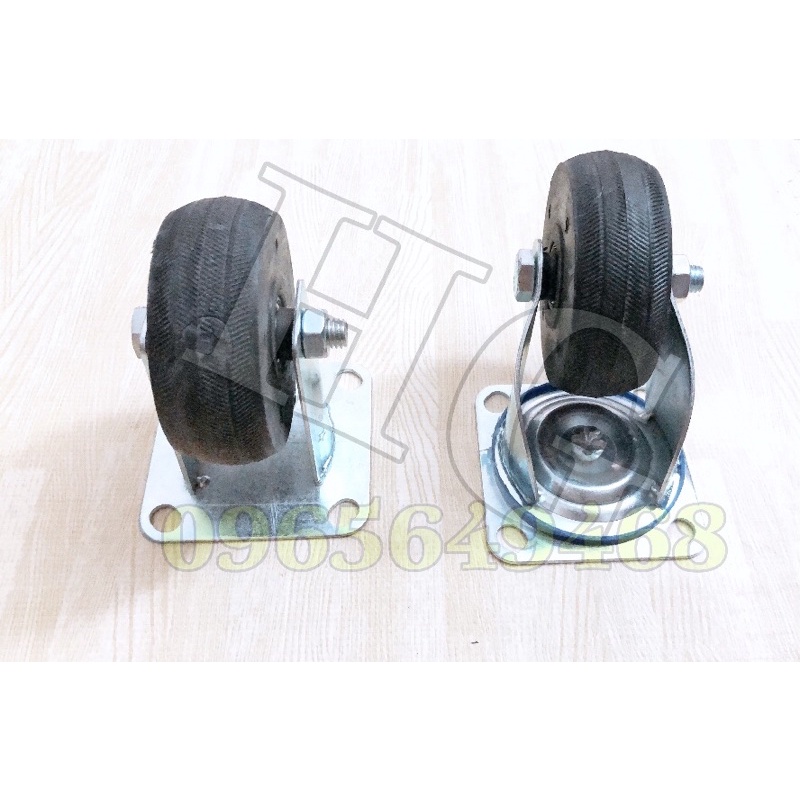 Bánh Xe Đen CAO SU 100x38mm Chịu Tải 200kg Bánh Xoay, Bánh Cố Định(ẢNH THẬT)