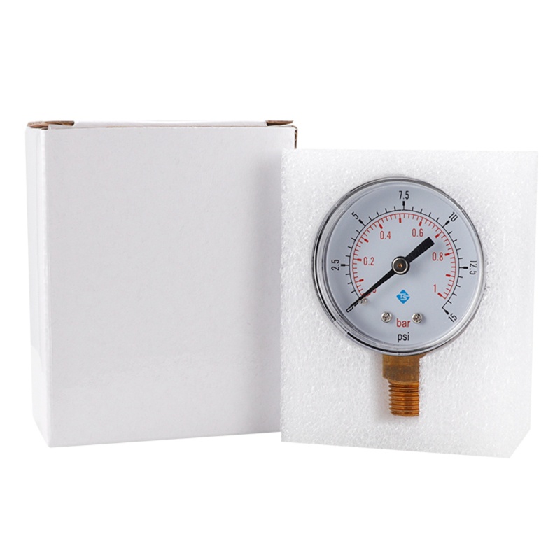 Bang Manometer 1 4 BSPT Đồng hồ đo áp suất ren 0-15psi 0-1bar Bộ lọc bể bơi Mặt số áp suất nước Đồng hồ đo áp suất thủy lực Me