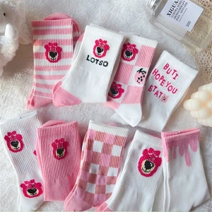Tất cao cổ nữ hàn quốc gấu dâu, set vớ cổ cao Lotso dày kèm túi BỰ STORE