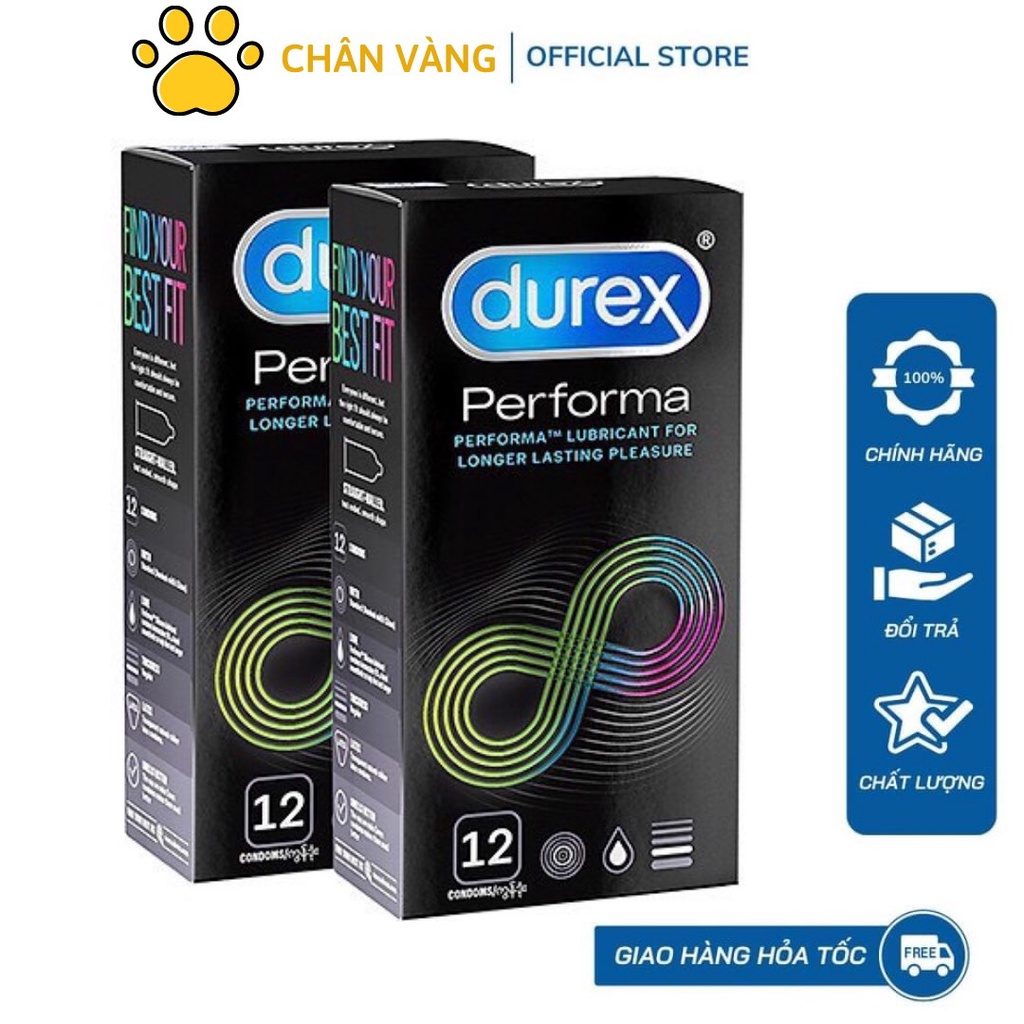 Combo 1 cặp bao cao su Durex Performa và Invisible, bcs chính hãng siêu ...