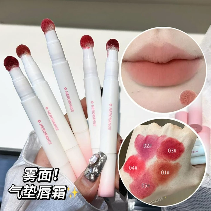 HERORANGE Son môi không bóng màu sắc tươi sáng, kem môi matte, son kem màu gạch đỏ cho mùa thu đông, giúp làm rạng rỡ khuôn mặt.