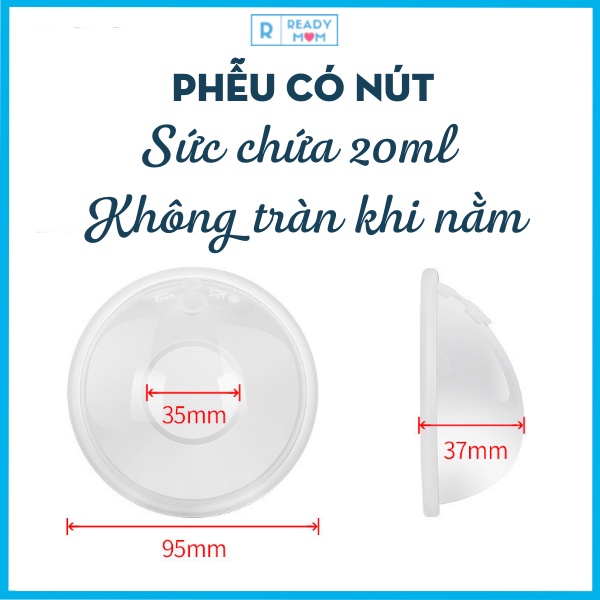 Hộp 2 Phễu Hứng Sữa Silicon CÓ NÚT ĐẬY | Chất Liệu An Toàn| Dành Cho Mẹ Nuôi Con Bú| CMBear Trung Quốc