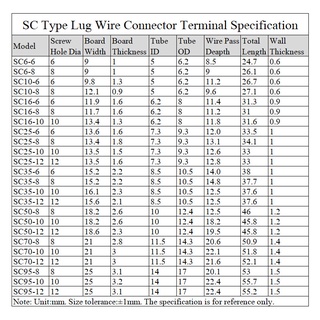 1-10 Chiếc SC Loại Thiết Bị Đầu Cuối Dây Hàn Cáp Kết Nối Vòng Đồng Uốn Lugs O Bu Lông Lỗ Điện Lạnh ép Uốn-terminal