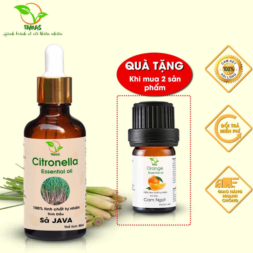 Ảnh Tinh dầu Sả Java 50ml nguyên chất TAMAS, tinh dầu thơm phòng, treo xe,  khử mùi, giải stress, xua đuổi muỗi và côn trùng 3