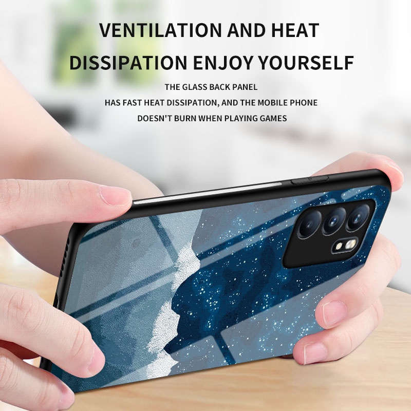 Ốp điện thoại kính cường lực cứng họa tiết bầu trời sao cho OPPO Reno6 Z 5G / Reno6 5G / Reno5 /Reno5 Pro OPPO Reno