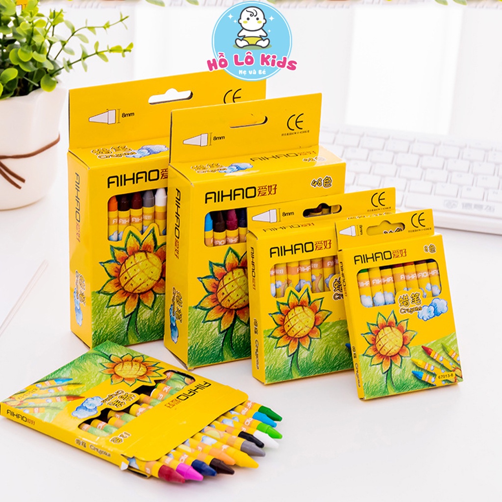 SET 5 hộp Bút sáp màu cho bé tô vẽ d thương 8/12/24 màu không ước hại bẩn tay H Lô Kids