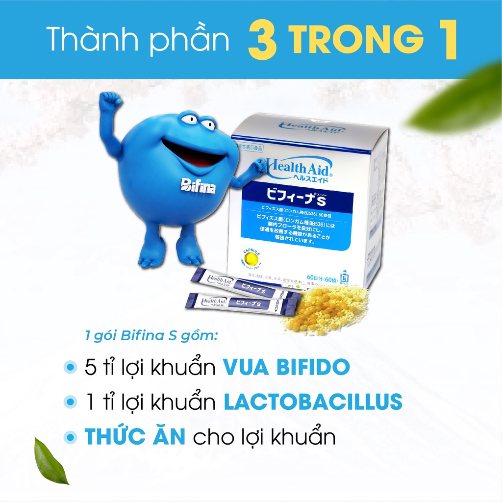 Mô tả Men vi sinh Bifina Nhật Bản - Loại S - Lẻ 3 gói (không có hộp) - 6
