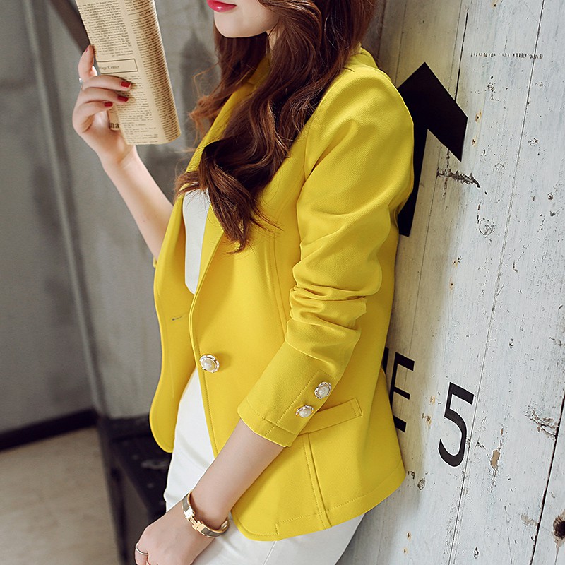 Áo Blazer Nữ Tay Dài Nút Đơn Thu Đông Văn Phòng Nữ Công Sở Áo Khoác Ngoài