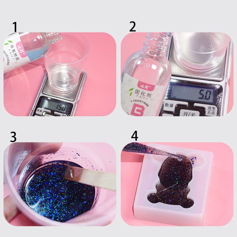 Bộ Keo Nhựa Resin Epoxy Trong Suốt Độ Dính Cao 3:1 AB Làm Trang Sức