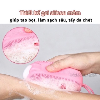 Bông tắm Silicon 2 mặt tạo bọt, tẩy da chết hình chuột cute
