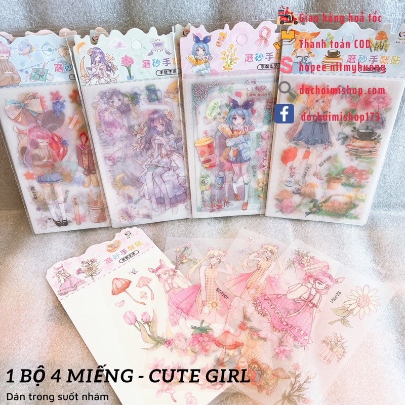 Sticker hình dán trong nhám Anime Cô gái Chàng trai Phụ kiện hoa lá SZ ...