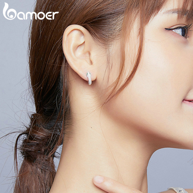 Bamoer Bông Tai bạc 925 Hình Rắn Sang Trọng sce922