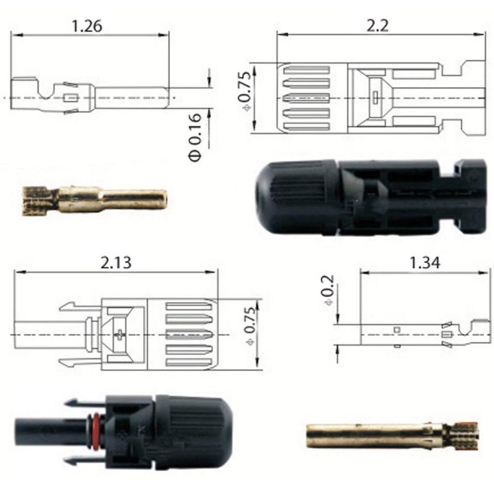 YUJUNI 5 / 10 / 20 Cặp MC4 30A Adapter Chống Thấm Nước Nam Nữ
