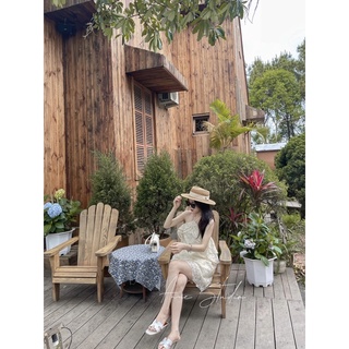 Váy ren cổ yếm màu be_Sara Dress_Anne Studio