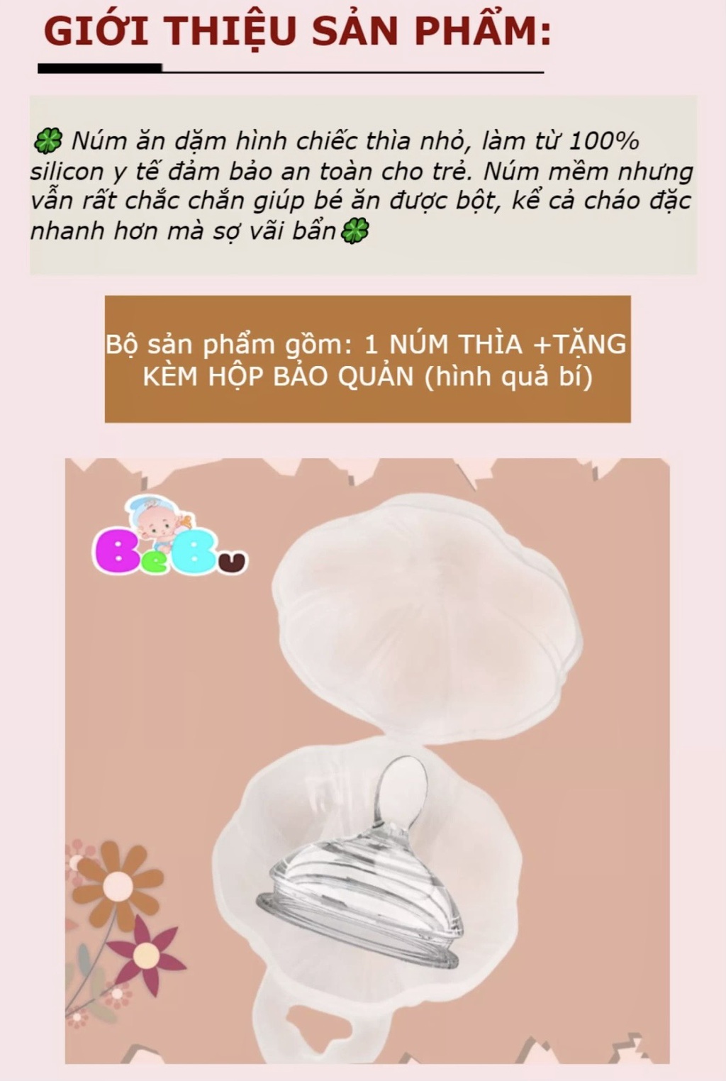 Mô tả Núm Ăn Dặm BEBU dành cho Bình BEBU cổ rộng - 2