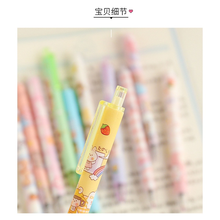 🎁 Combo 3-10 Bút Bi Bấm Cute hoạt hình 🖊️ Ngòi Xanh, Đen, Đỏ – Học Sinh Văn Phòng
