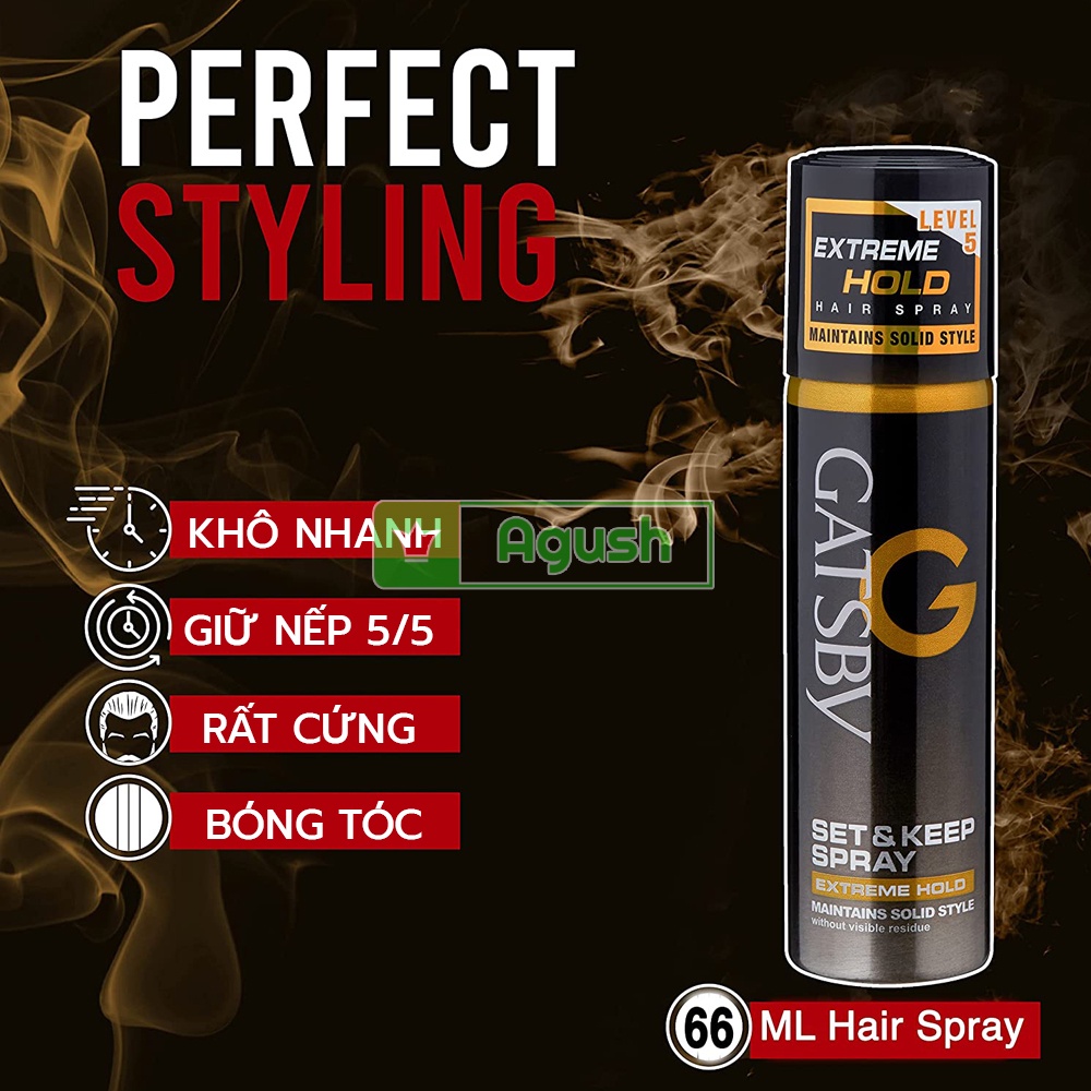 Keo xịt tóc nam nữ thơm giữ nếp lâu chính hãng nhật bản Gatsby Hair Spray chai 250ml lọ mini 66ml không bết dính giá rẻ