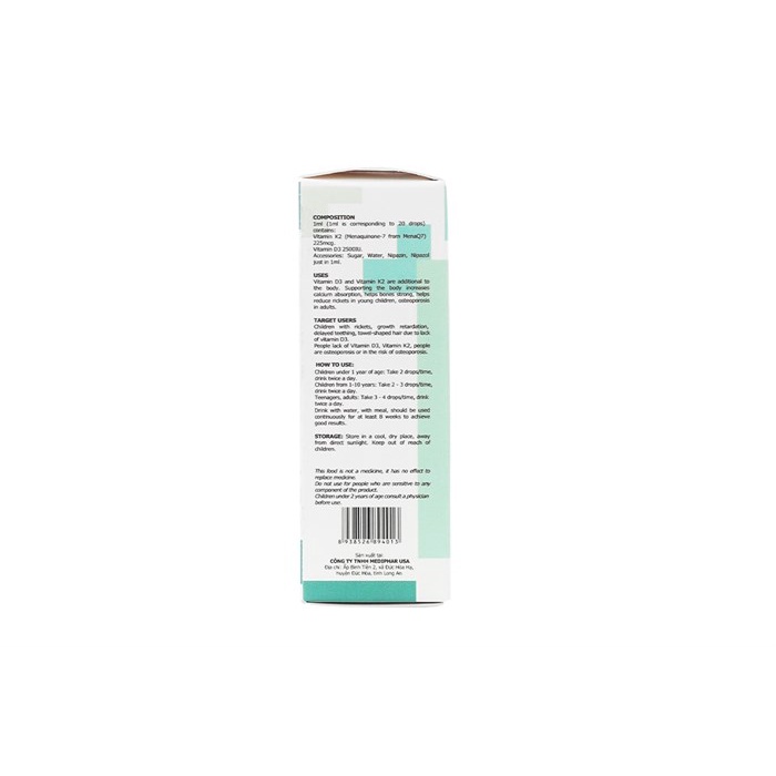 MeQuib 1- Bổ sung vitamin D3 và vitamin K2