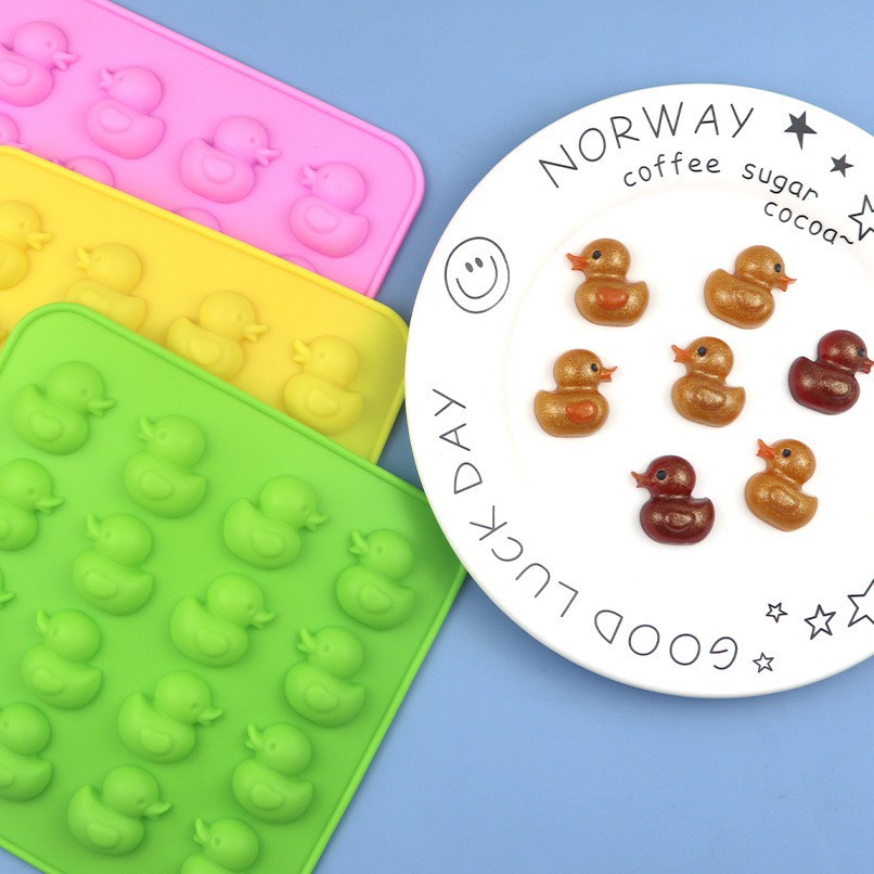 Khuôn Làm Bánh Quy / Sô Cô La / Đá / Kẹo Hình Chú Vịt Bằng Silicone 16 Ngăn DIY