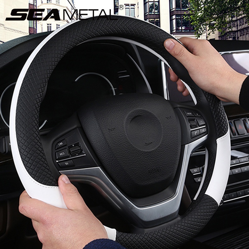 Bọc vô lăng ô tô SEAMETAL 38cm bằng da chống trượt thông dụng