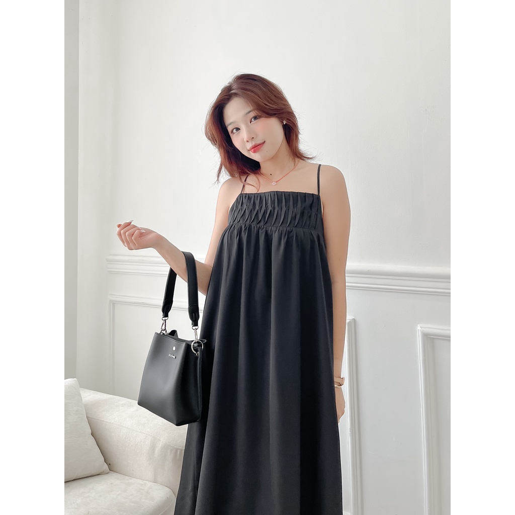 ĐẦM HAI DÂY DÁNG SUÔNG NGỰC XẾP LI XINH XẮN - SMOKEY DRESS