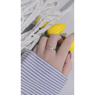Nhẫn chữ T đính đá chất liệu mạ 925 điều chỉnh được size ( ảnh thật)
