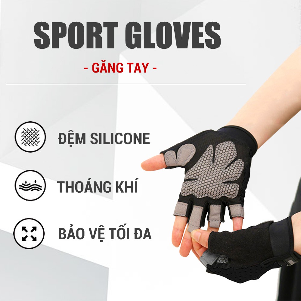 Găng tay tập Gym nữ, nam có đệm êm chống trượt GoodFit GF203G