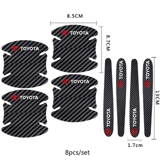 Bộ 4/8 Miếng Dán Bảo Vệ Tay Cầm Xe Hơi Bằng Sợi Carbon Cho Toyota Wish Vios Avanza Fortuner Innova Camry Corolla