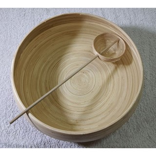 chậu+ gáo múc nước bằng tre chuyên dùng cho spa ,kích thước 30*12cm