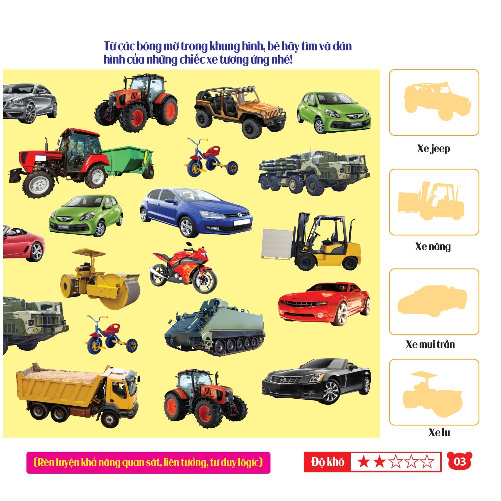 Ảnh Sách - Rèn luyện phát triển trí óc cho trẻ( 2-6 tuổi) bóc dán hình thông minh IQ-EQ-CQ - Phương tiện giao thông 3