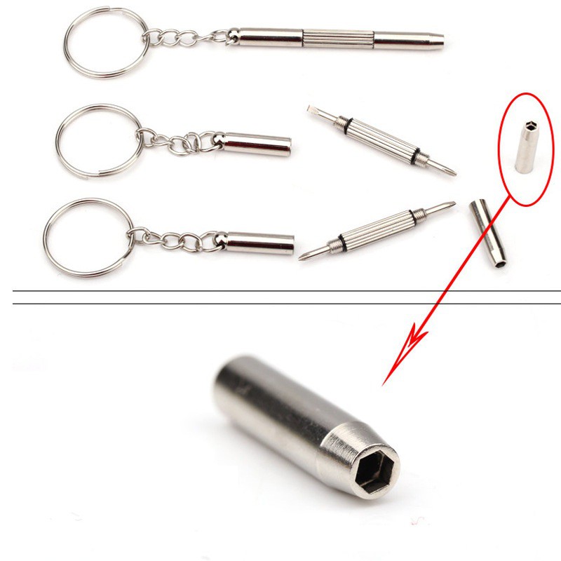 Móc khóa tua vít sửa chữa mắt kính/ đồng hồ mini 3 trong 1