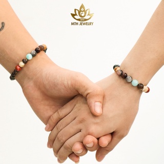 Vòng Tay Trầm Hương Tròn Đơn Trầm Sánh Chìm Mix Đá Thái Dương Hệ 8/10mm - Mộc Trầm Hương MTH