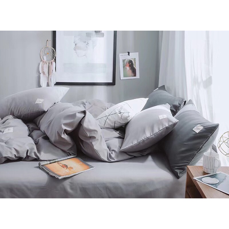Ảnh Bộ vỏ chăn ca gối cotton tici LIDACO - Xám Nhạt 1